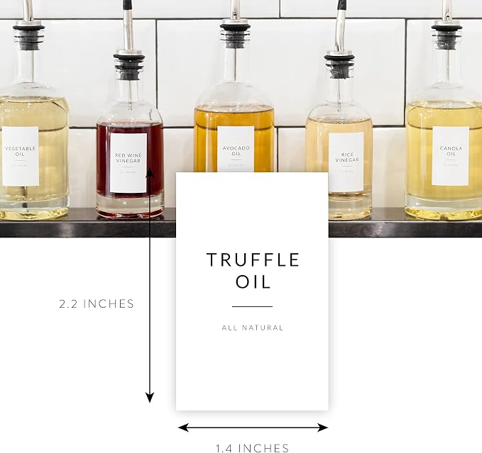 Minimalist Oil Bottle Labels, 95 Preprinted Pantry Stickers - Image 2