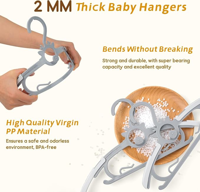 Toddler Hangers 60PCS, 45g Ultra-Thick Space Saving Non-Slip Plastic Hanger - Image 5