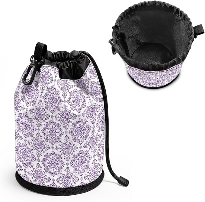 Clothespin Bag Holder Purple Damask Pattern Hanging Clothespin Bag - Image 2