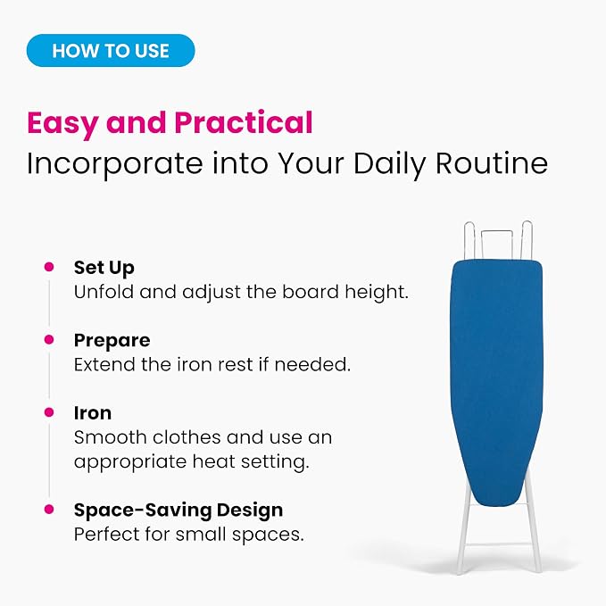 M Maxima | Ironing Board | Size 35x12'' | Retractable Wire Iron Rest | 4 Leg - Image 5