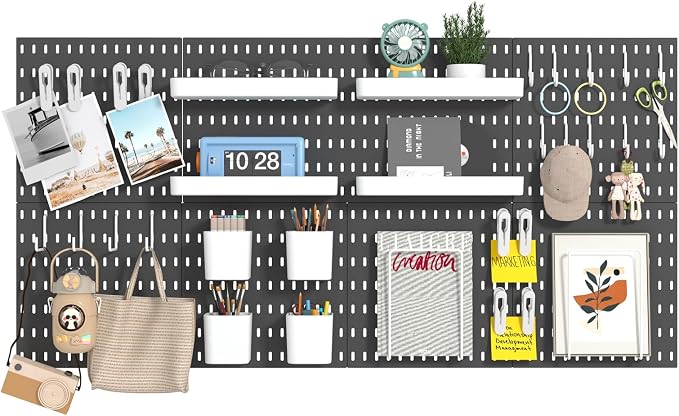 8-Pack 22"x44" Plastic Pegboard Panels Durable Modular Organizer Boards by RIVTUNTOOLS