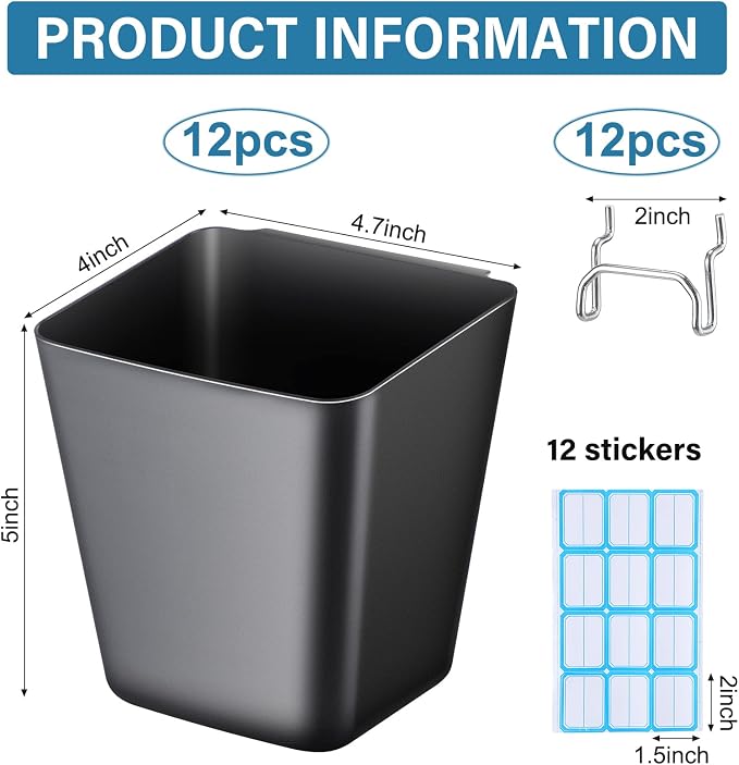 Namalu 12 Pack Peg Board Storage Bins - Image 2