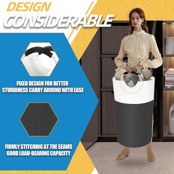 90L Laundry Basket, Collapsible Laundry Hamper - Image 4