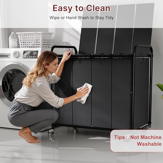 4-Compartment Laundry Cart - Image 8