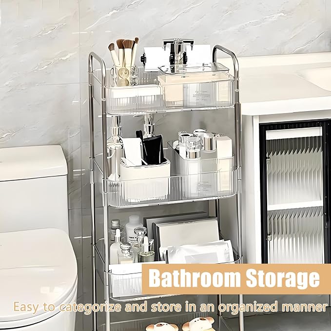 4 Tier Kitchen Bathroom Storage Rolling Cart 39 Inches Tall Slim Utility - Image 5