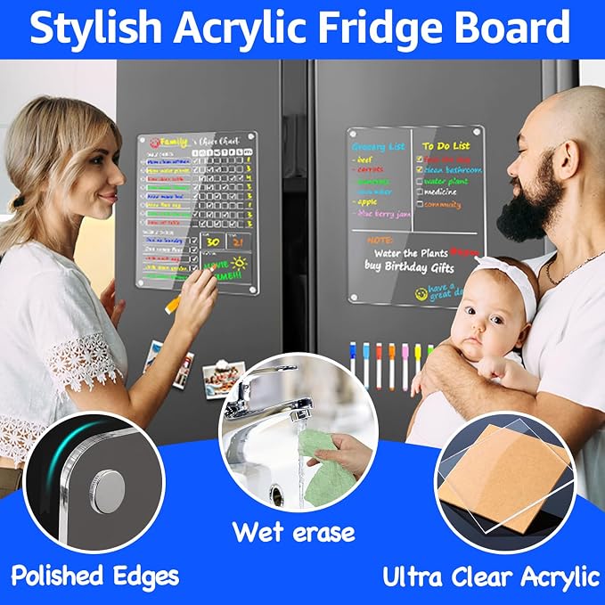 PigPotParty Clear Acrylic Magnetic Chore Chart and Blank Memo Whiteboard - Image 5