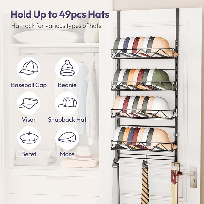 SWTYMIKI Over Door Hat Organizer - Image 2