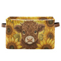 Cow Sunflowers Golden Rectangular Storage Bin Basket by DOMIKING