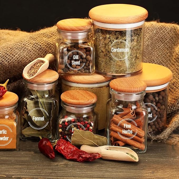 144 Pcs Transparent Spice Labels, Numbers - Image 3