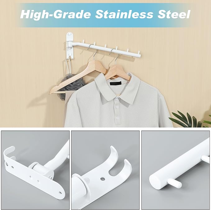 Alise Wall Mounted Drying Rack, Swivel Clothes Drying Rack Stainless Steel - Image 5