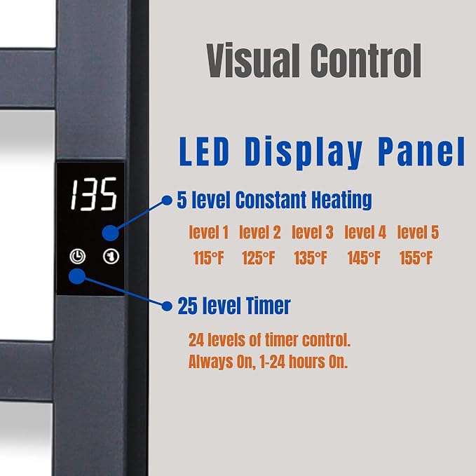 Smart Wireless Electric Towel Warmer | Blade Thin 4 Bar Design | Hardwired & - Image 2