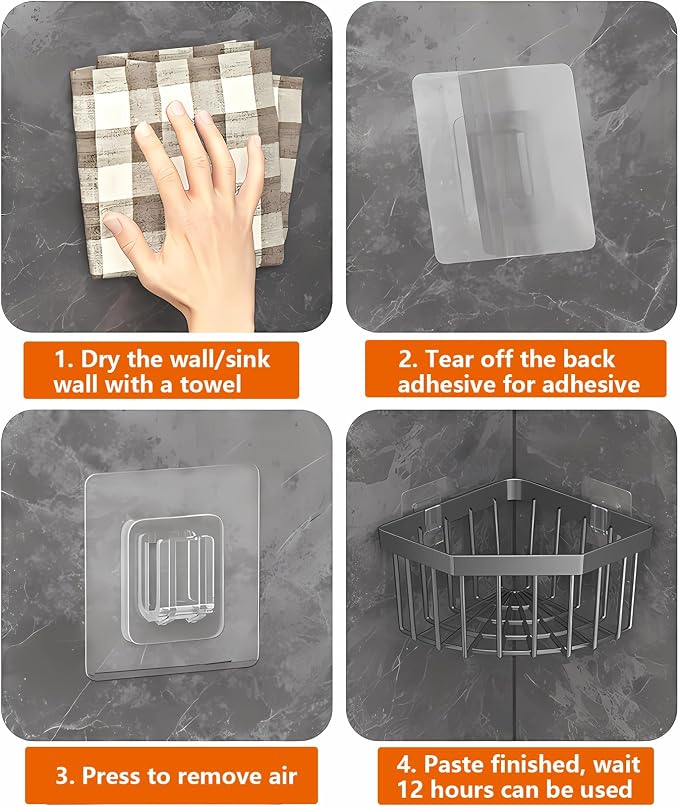 Kitchen Sink Organizer Corner Sponge Holder, Adhesive Stainless Steel Sponge - Image 9
