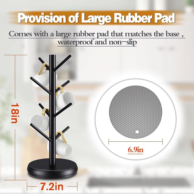 Mug Holder Tree, New Upgraded 360° Rotated 8 Hooks Coffee Cup Holder - Image 2