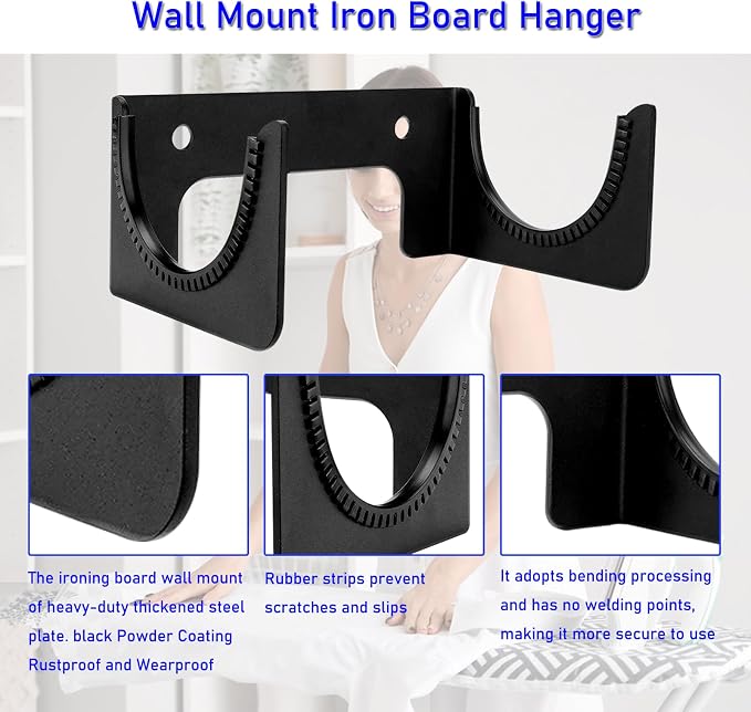 Ironing Board Hanger Wall Mount, Iron Board Hook, Ironing Board Holder - Image 3