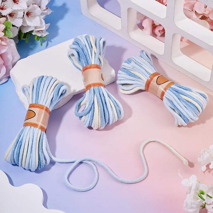 98.46 Feet Light Blue 3mm Macrame Cord Twisted Soft Macrame Rope Segment Dyed - Image 4