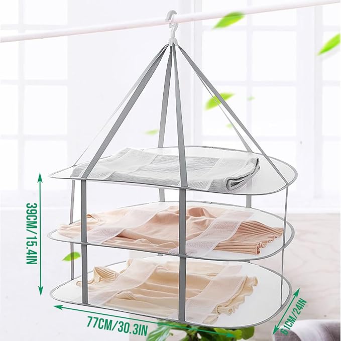Funvalley Surperfect Foldable Hanging Mesh Dryer 2 Pack, Sweater Drying Rack - Image 7