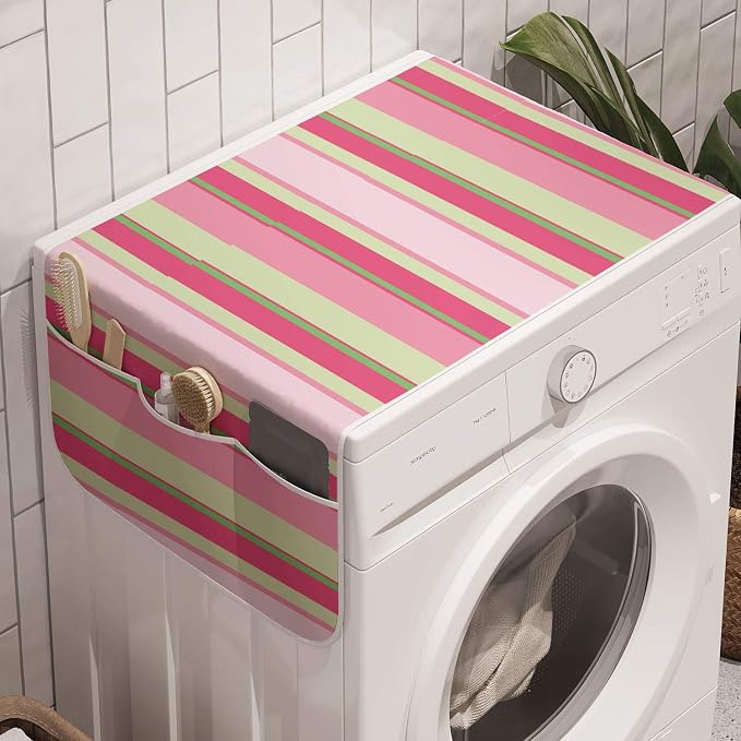 Lunarable Striped Washing Machine Organizer, Groovy Straight Strokes Classic by Lunarable