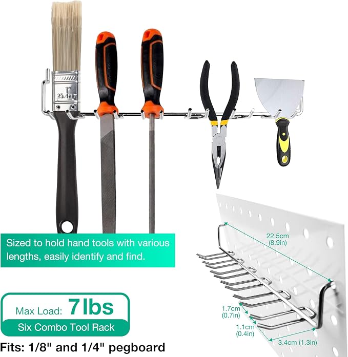 G.CORE 12 Pack Pegboard Tool Utility Hooks, 1/4" Heavy Duty Metal Peg Board - Image 3