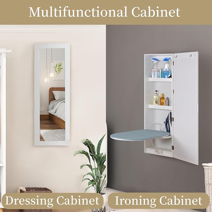 Folding Ironing Board Wall Mounted Ironing Board Cabinet, 180° Rotating - Image 5