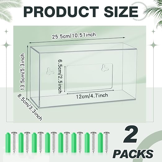 Thyle 2 Pcs Glove Box Holder Wall Mount Acrylic Dispenser Single Side Loaded - Image 2