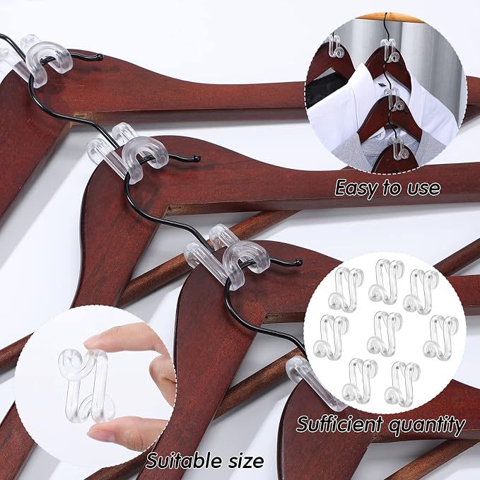 Unittype 100 Pcs Transparent Plastic Clothes Hanger Connector Hooks, Heavy Duty - Image 5