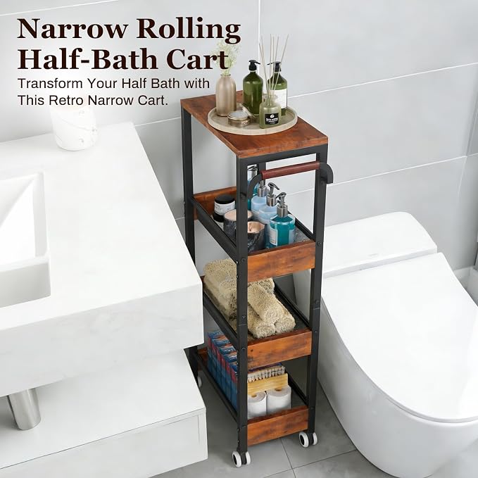 4 Tier Slim Rolling Cart with Wheels - Image 7