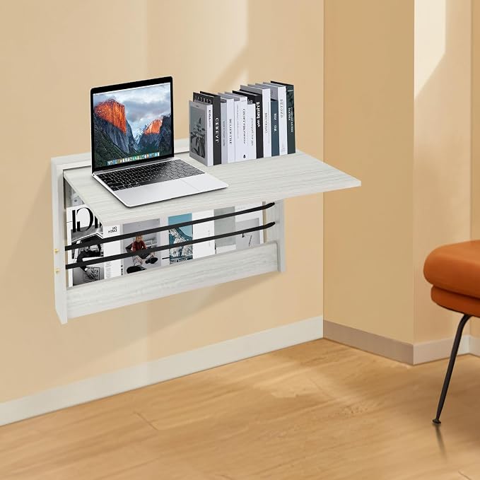 Folding Wall Mounted Table Desk, Small Space Drop Leaf Wall Desk, Floating Table - Image 8