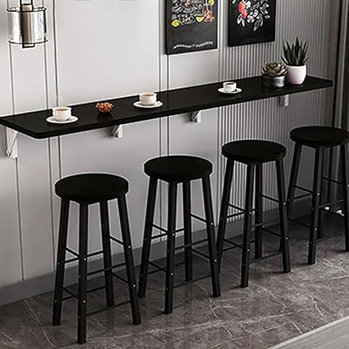 Wall Mounted Folding bar Table, Wooden Wall Dining Table, Narrow Long Floating by Unknown