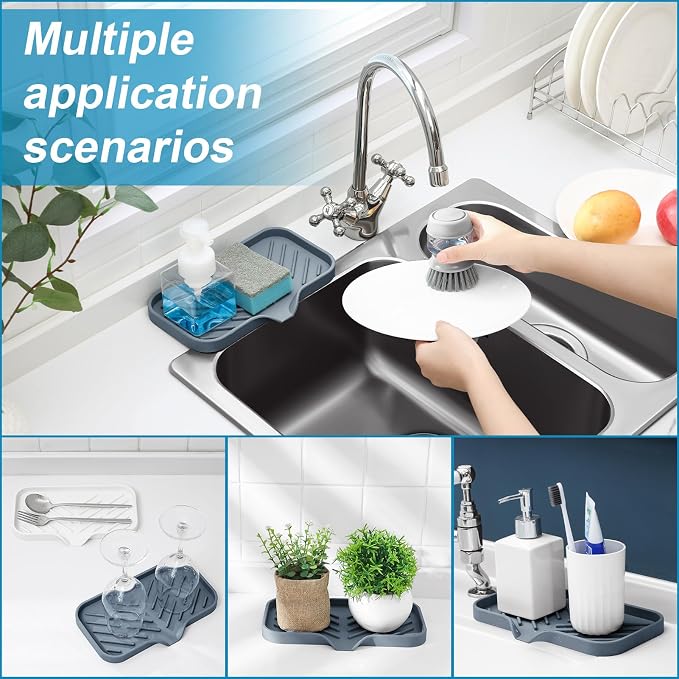 SUBEKYU Silicone Kitchen Soap Tray, Sink Tray - Image 6