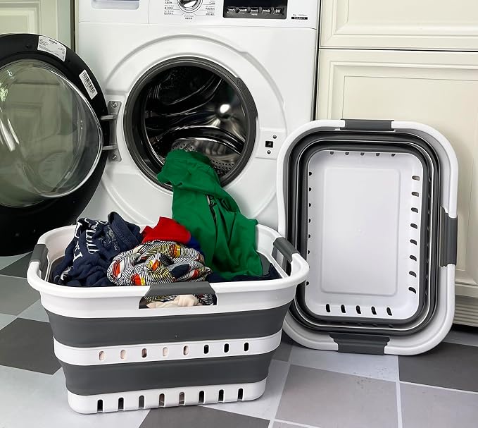 SAMMART Set of 2 Collapsible Plastic Laundry Basket - Image 3