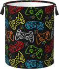 Colorful Game Joystick Silhouettes Laundry Hamper Bag by Unknown