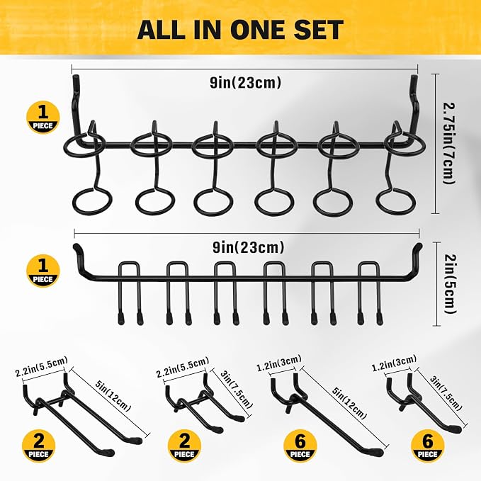 ELEAD 200-Piece Extra Thick Pegboard Hooks Set, 1/4" Heavy Duty Black Peg Board - Image 2