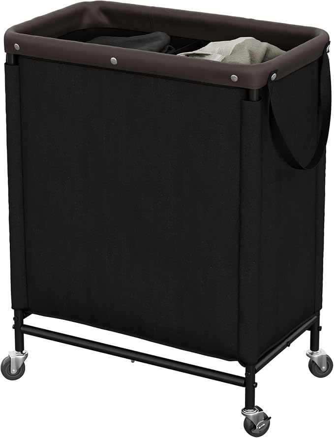 StorageWorks 2 Section Laundry Hamper, Rolling Laundry Cart by StorageWorks
