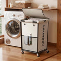 150L Laundry Basket with Wheels, Rolling Laundry Hamper with Cloth Cover by OLLDIDE