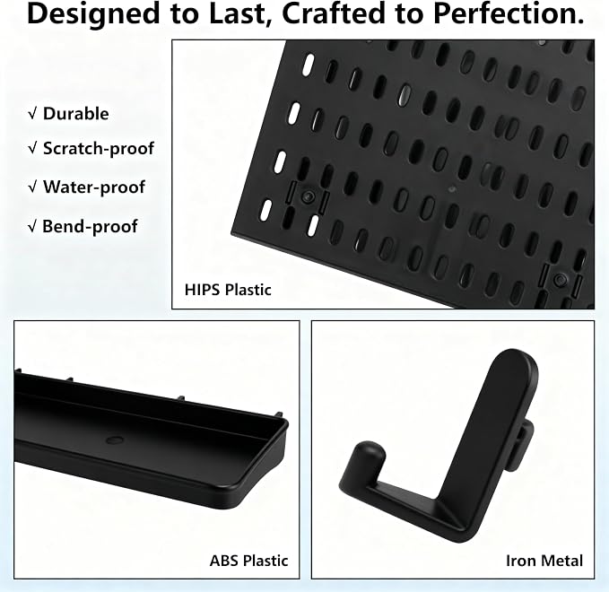 Black Pegboard Combination Kit, Wall Organizer Pegboard, Modular Hanging - Image 5