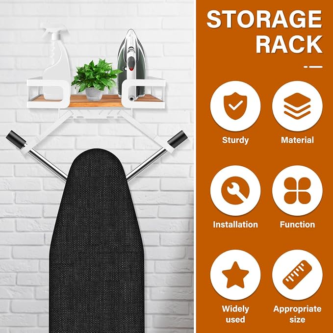 Ironing Board Holder Wall Mount, T and V Shape Ironing Board Hanger Multi Use - Image 3