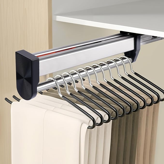 Pull Out Valet Rods for Closets, Clothes Hanger Rail Slide Out Adjustable Heavy by Vrietina