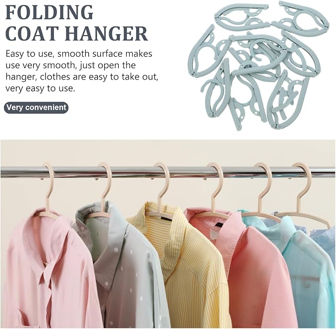 GLEAVI 9pcs Travel Folding Hangers Non-Slip Foldable Clothes Hanger Set - Image 8