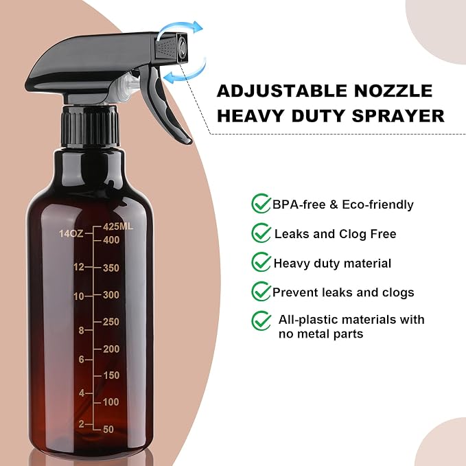 Plastic Spray Bottle 16.9oz Empty Spray Bottles Refillable Container Trigger - Image 3