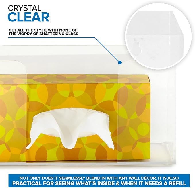 Stock Your Home Single Acrylic Gloves Dispenser Tissue Box Shelf, Glove Holder - Image 3