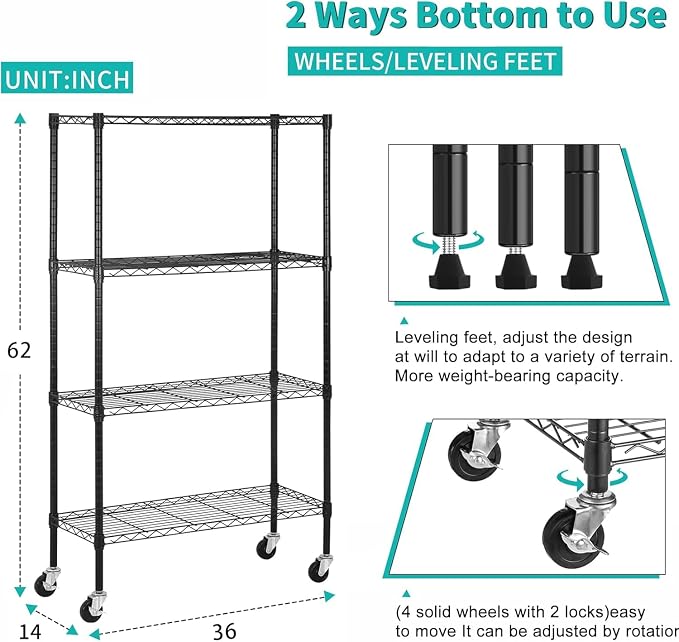Meet perfect 4-Tier Wire Shelving Unit - Image 3