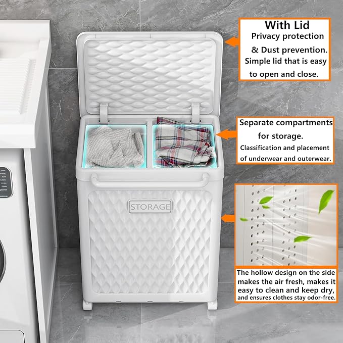 WESAPPINC 55L Collapsible Large Laundry Hamper, Plastic Laundry Basket - Image 4