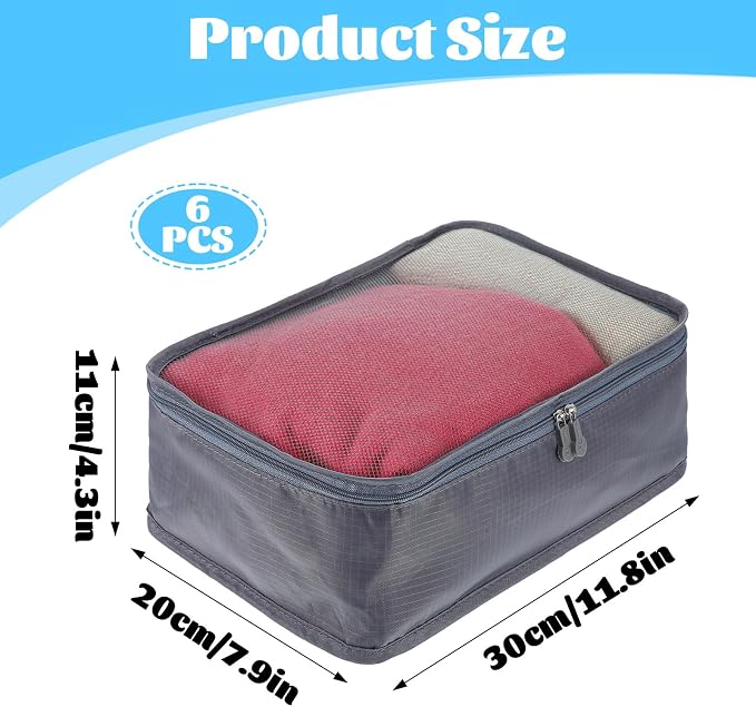 6 Pcs Packing Cubes, Mesh Travel Organizers, Foldable Laundry Bags, Water - Image 2