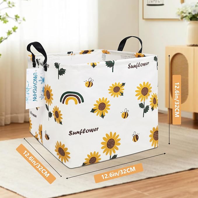 LANGYASHAN Square Storage Baskets Waterproof Canvas Children Laundry Nursery - Image 2