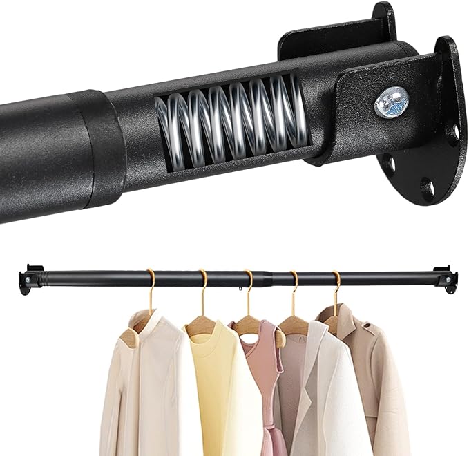 Closet Rods For Hanging Clothes, 17-129 Inches Stepless Spring Adjustable by FactionGarden
