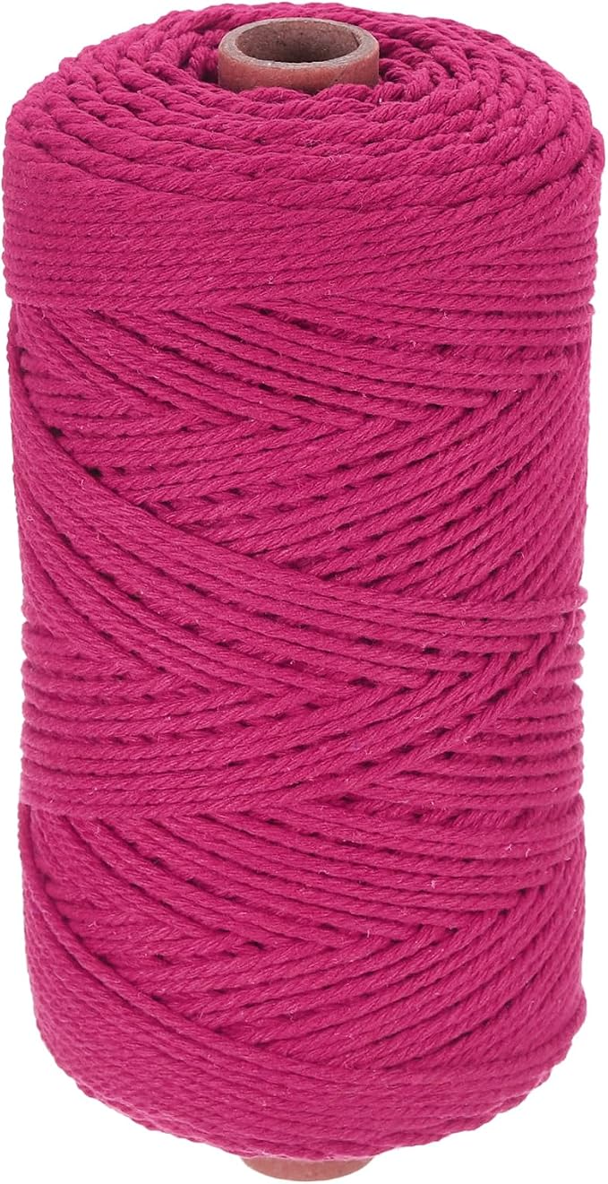 HARFINGTON Natural Macrame Cord 2mm x 220 Yards 3 Strand Twisted Cotton Macrame by HARFINGTON