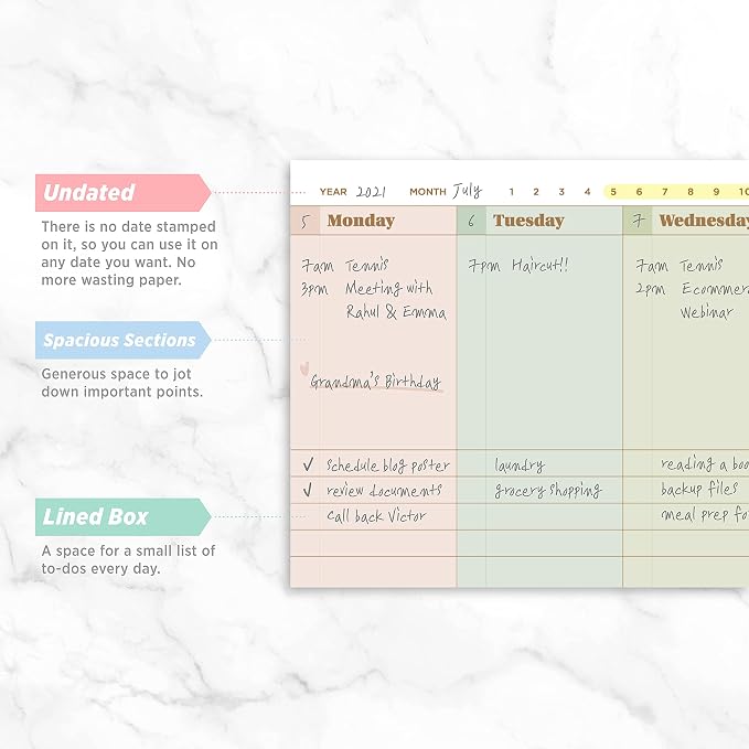 Oriday Weekly Calendar Planner Notepad Tear Off Pad - Image 3
