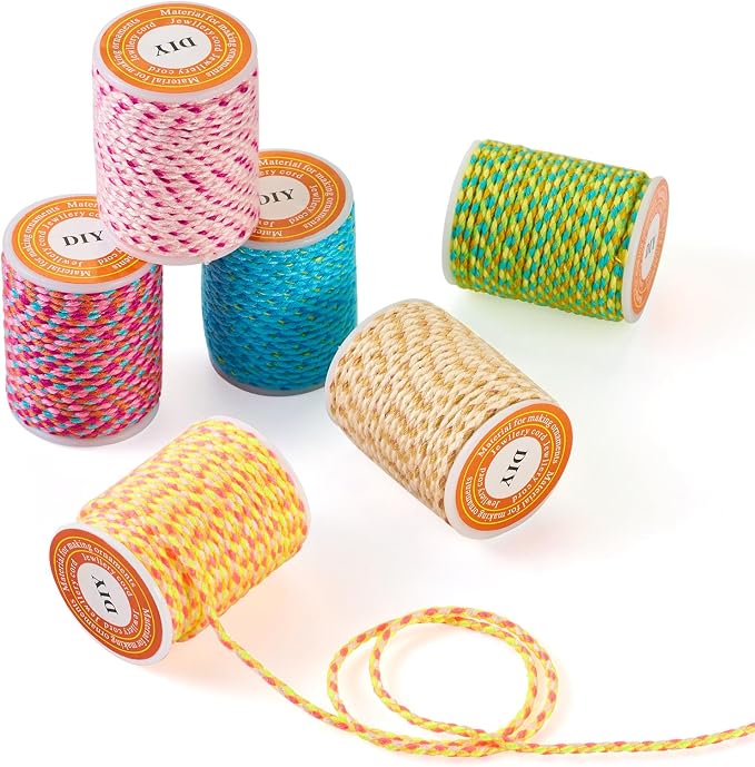 6 Rolls Macrame Cotton Cord, 1.5 mm, 6 Colors, 4.3 Yards/roll, - Image 8