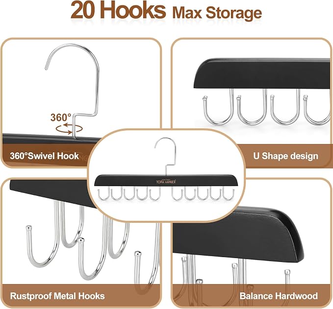 TOPIA HANGER Bra Hanger for Closet, Tank Top Hangers 20 Hooks Capacity Foldable - Image 6