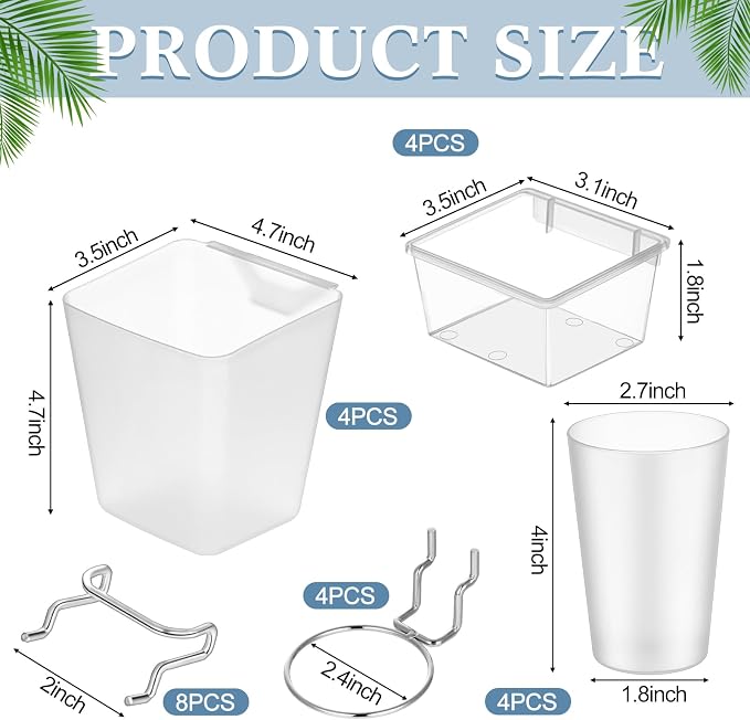 Jinei 12 Pcs Pegboard Bins and Cups - Image 2
